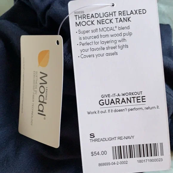 Athleta Navy threadlight relaxed mock neck tank sm - Picture 4 of 8